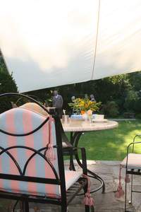 Voile ombrage rectangulaire 4 x 3 m en polyester ivoire - Stores  imperm�abilis�s avec kit de fixation