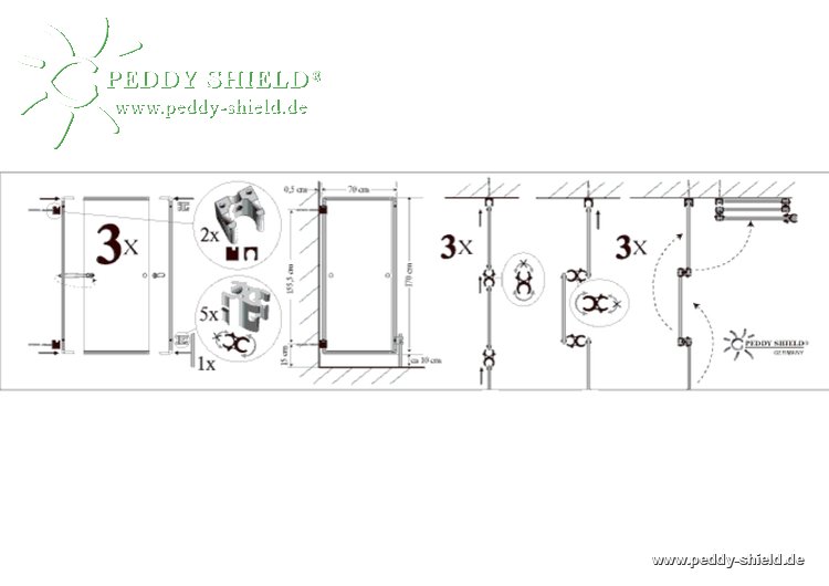 {{ txt_montage }} - Paravent pliable 3 Panneaux gris clair