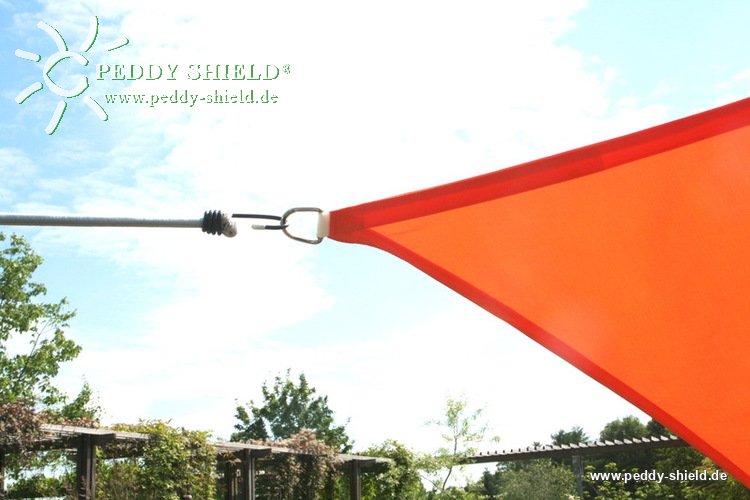 {{ txt_montage }} - Voile d'ombrage rectangulaire 4 x 3 m en Polyester. Store de couleur terracotta avec kit de fixation.  Attention : PROMO
