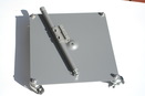 {{ txt_montage }} - Pied de paravent sur roulettes - 4 roulettes avec systme de blocage - Pied carr et plat de 35 x 35 cm en mtal gris
