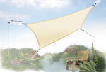 Voiles d'ombrage carr�es 3,6 x 3,6 m en tissu ajour� de couleur sable livr�es chez nous avec un kit de fixation #7