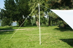 Voile d'ombrage rectangulaire 4 x 3 m en Polyester. Store de couleur terracotta avec kit de fixation.  Attention : PROMO #13