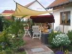 Terrasse ombrage avec voiles triangulaires